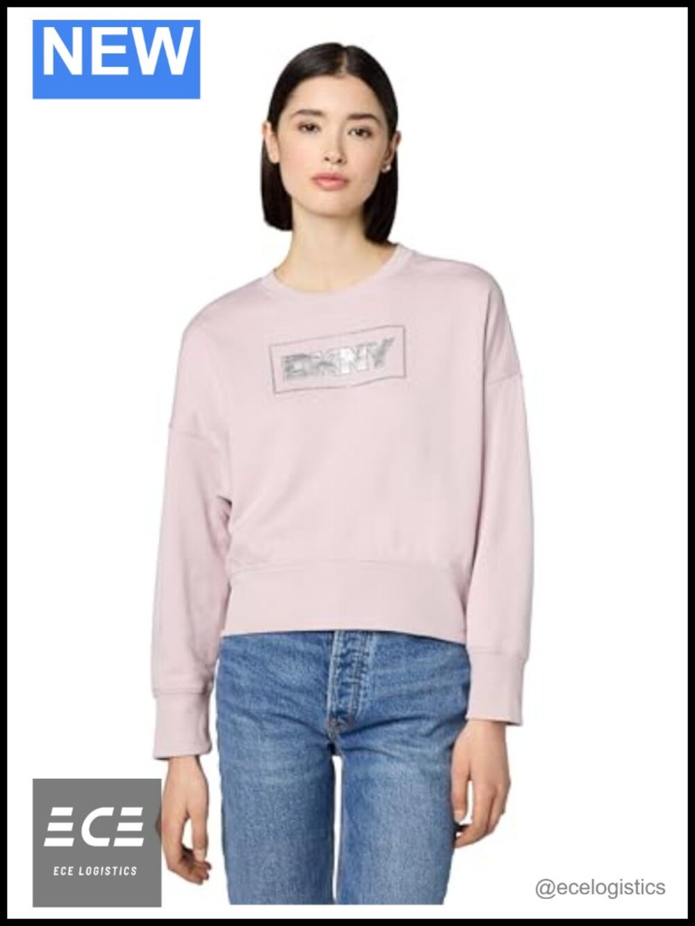 Foil Rhinestone Logo Crewneck Sweatshirt French Terry Pullover Short Sleeve